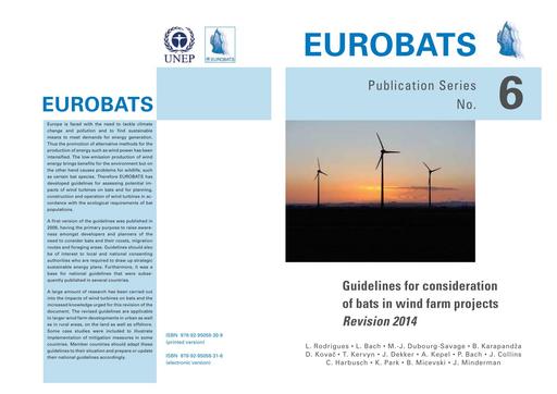 Guidelines for consideration of bats in wind farm projects
