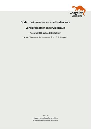 Onderzoekslocaties en methoden voor verblijfplaatsen meervleermuis N2000 gebied Rijntakken Gelderland def 2