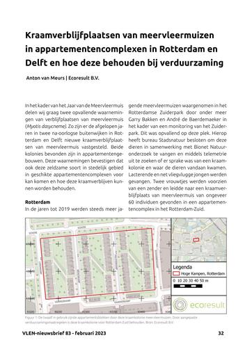Kraamverblijfplaatsen van meervleermuizen in appartementencomplexen in Rotterdam en Delft en hoe deze behouden bij verduurzaming