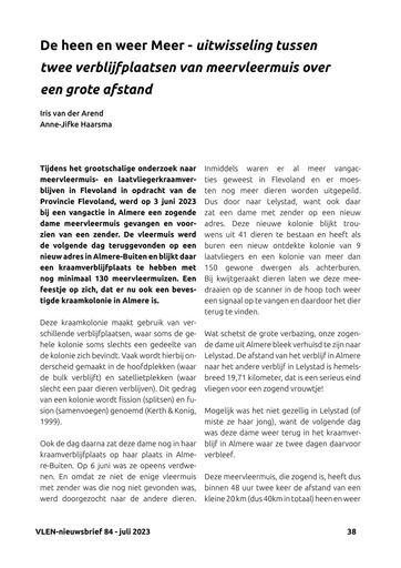 De heen en weer Meer, uitwisseling tussen twee verblijfplaatsen van meervleermuis over een grote afstand