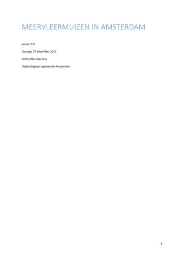Meervleermuizen amsterdam, knelpunten analyse