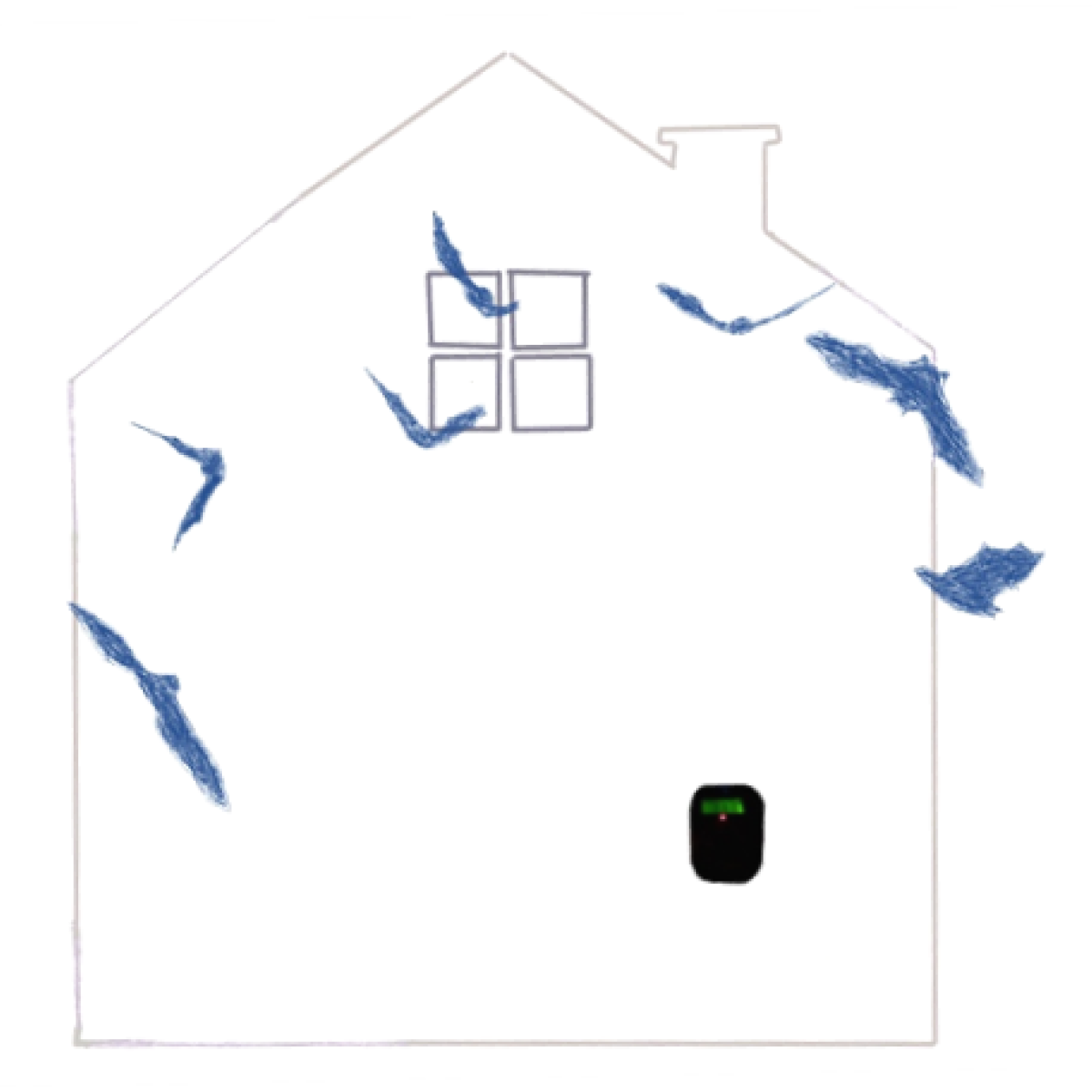 zwermende meervleermuizen voor een huis